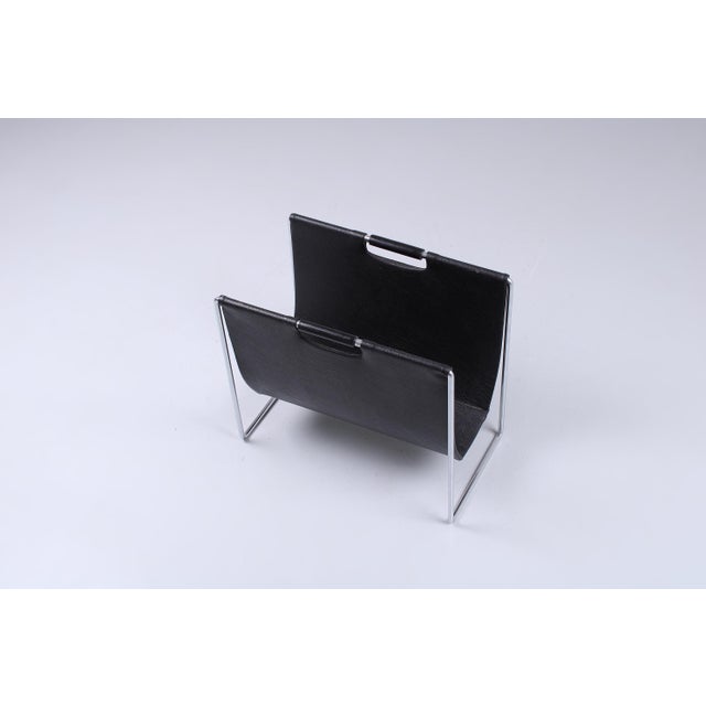 Mid-Century Modern Black Skai Magazine Holder by Brabantia, 1970s For Sale - Image 3 of 13