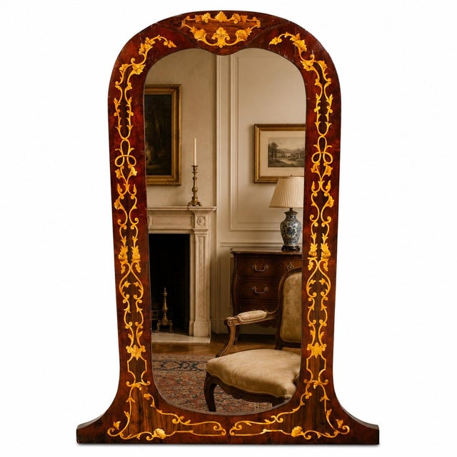 Venetian Inlaid Walnut Mirror with Rococo Marquetry from Bassanos Ebanistery, 1890s For Sale - Image 10 of 10