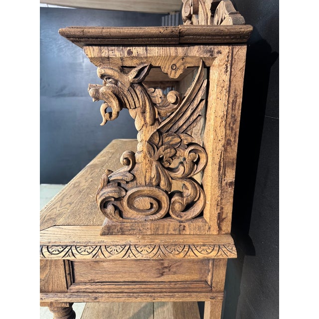 19th Century French Carved Oak Buffet, 1860 For Sale - Image 14 of 17