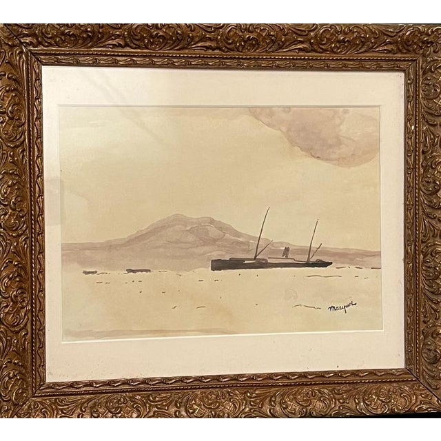 Modern Albert Marquet, Seascape, Original Watercolor Drawing For Sale - Image 3 of 3