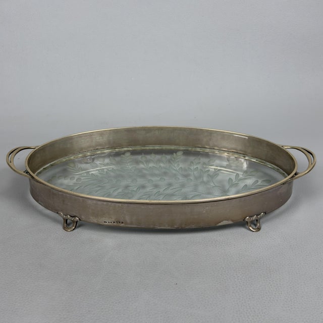 Oval Tray in 800 Silver and Satin Crystal For Sale - Image 15 of 15