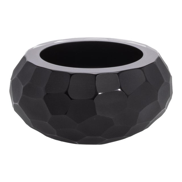 Hand-Blown Modern Murano Bowl in Black Large For Sale