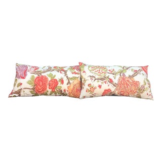 Boho Chic Designer Floral Lumbars - a Pair For Sale