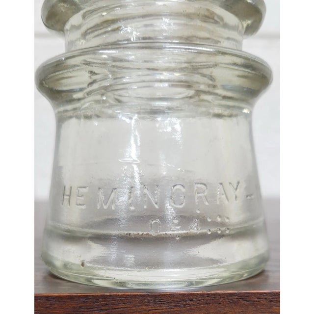 Traditional Vintage Hemingray Clear Glass Insulator For Sale - Image 3 of 9