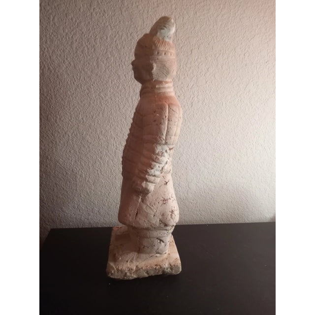 Asian Antique 1900s Terracota Oriental Warrior Statue For Sale - Image 3 of 7