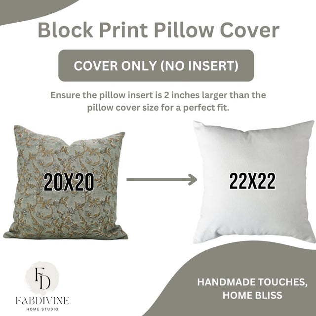 Not Yet Made - Made To Order Fabdivine Handcrafted Block Print Cushion Cover 24x24 Inch Pure Linen- Pushp Varsha For Sale - Image 5 of 5