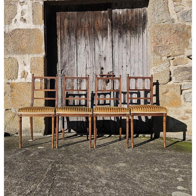 Antique :ate 19th Century Louis XVI Hand-Carved Walnut Side Chairs in the style of Claude Sené For Sale - Image 3 of 18