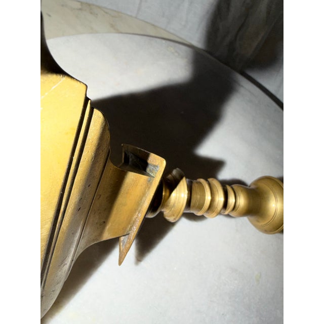 Pair of 19th Century Spanish Baroque Style Brass Candlesticks - 14.5" H For Sale - Image 4 of 12