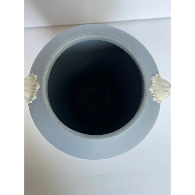 Vintage Ecanada Jasperware Lion Motif Blue Vase For Sale - Image 6 of 7
