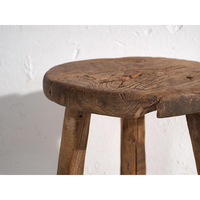 Rustic Vintage Round Stool, 1920 For Sale - Image 3 of 7
