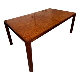 1970s Mid-Century Modern Burlwood Parsons Extension Dining Table With 2 Leaves in the Style of Milo Baughman For Sale