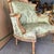 Italian Italian Style Wingback Chair – Military Green Damask Fabric, Gold Accents For Sale - Image 3 of 7