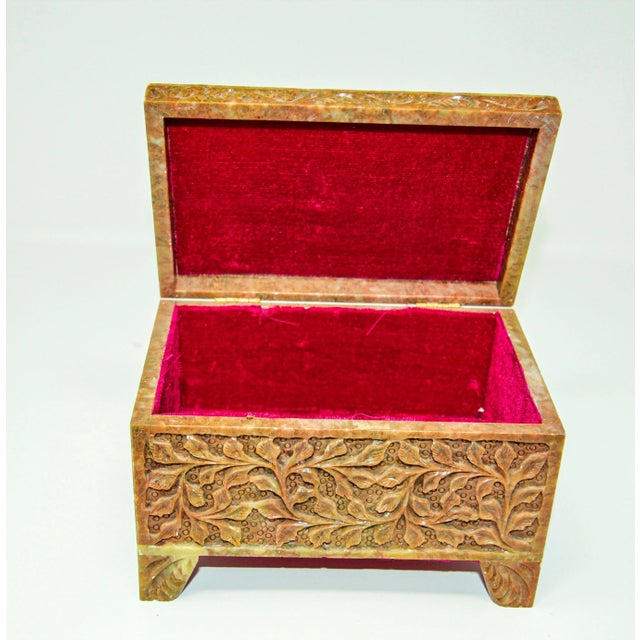 Mid 20th Century Hand-Carved Stone Jewelry Box Rajasthan, India For Sale - Image 5 of 13