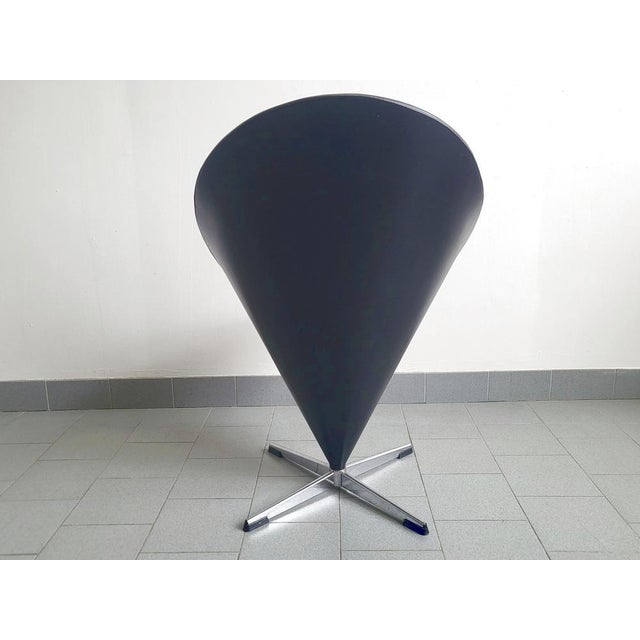Vintage Cone Chair in Steel and Skaî by Verner Panton, 1960s For Sale - Image 11 of 15