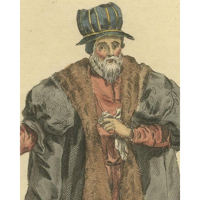 Jefferys, Senator of Leipzig in Fur-Faced Gown and Striped Hat, Costume of 1577, 1757, Engraving For Sale - Image 4 of 9