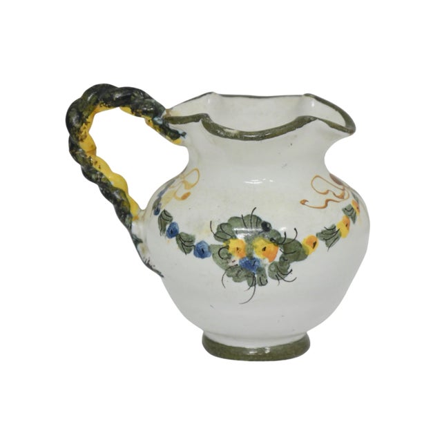 Ceramic Mid 20th Century Hand-Painted Italian Pitcher For Sale - Image 7 of 7