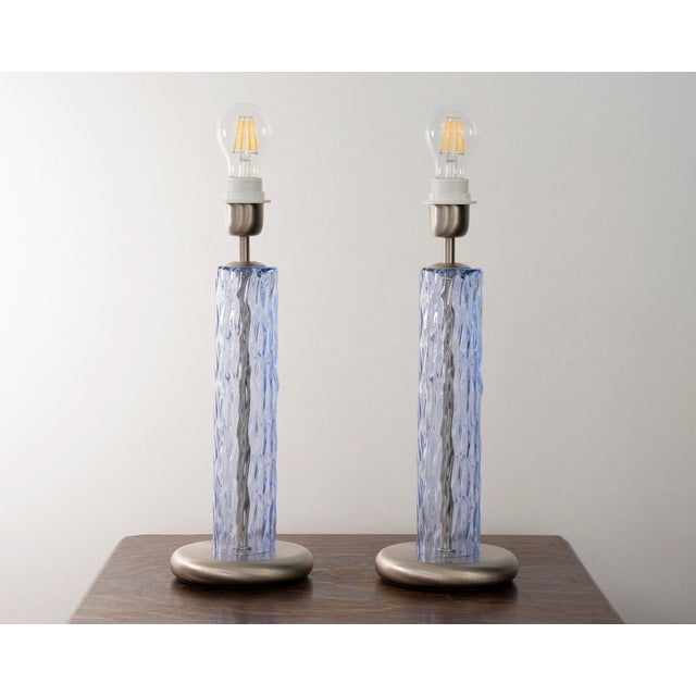 Murano Glass Table Lamp with Blue Color, Italy, 1980s For Sale - Image 3 of 11