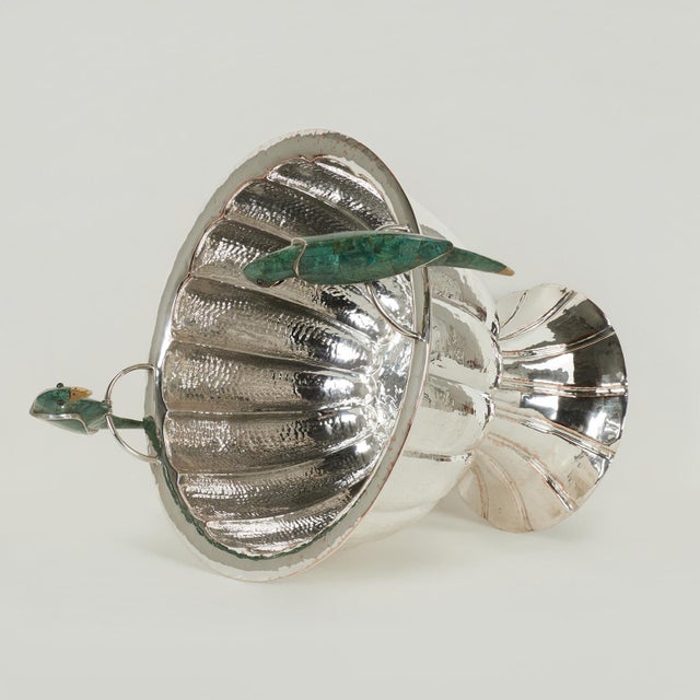 Large Vintage Silverplate Wine Cooler or Bowl With Birds by Emilia Castillo For Sale - Image 10 of 13