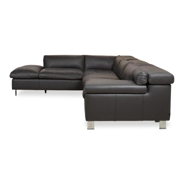 Courage Leather Chrome Corner Sofa in Grey Anthracite with Manual Function by Ewald Schillig For Sale - Image 16 of 18