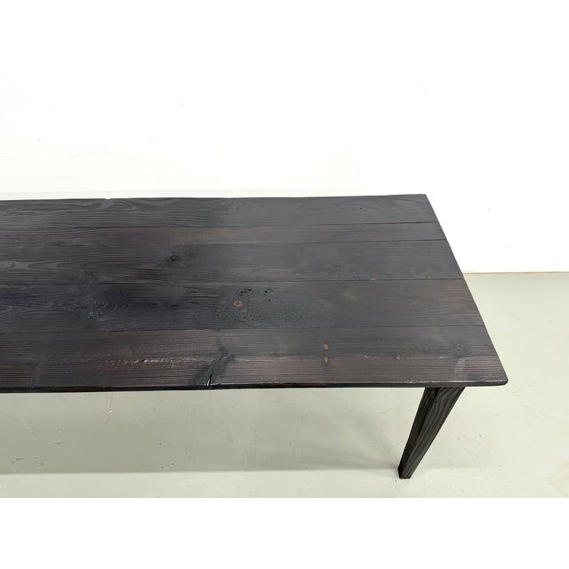 Wood Large Farmhouse Shou Sugi Ban Table in Burnt Wood, 1950s For Sale - Image 7 of 18