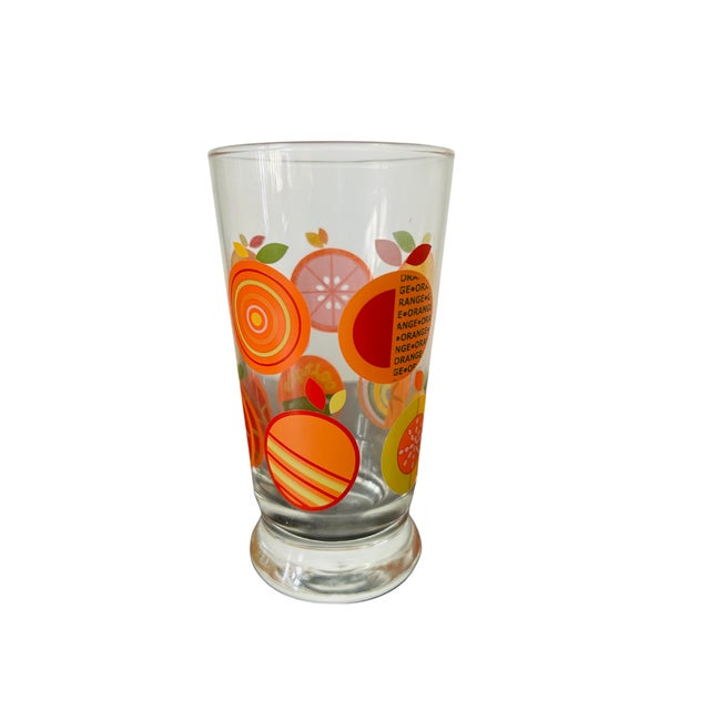 Vintage Libbey Citrus Juice Glasses Set of 6 – Mid-Century Modern Orange Slice Tumblers, 1960s–1970s Retro Barware For Sale - Image 6 of 8