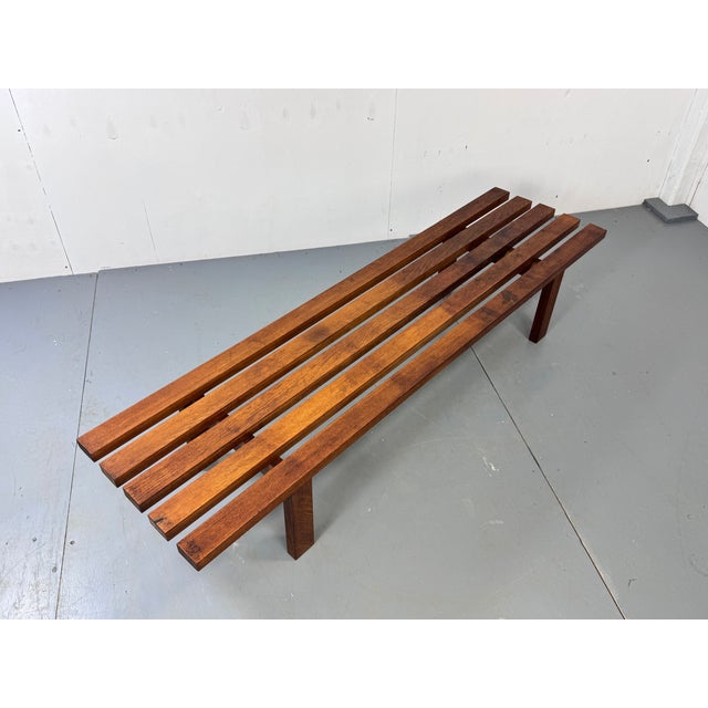 Mid-Century Modern Mid-Century Modern Brown Wood Slatted Coffee Table by Martin Visser for 't Spectrum, 1960s For Sale - Image 3 of 9