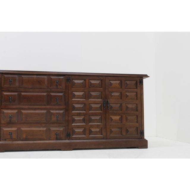 Wood Vintage Brutalist Spanish Credenza, 1970s For Sale - Image 7 of 10