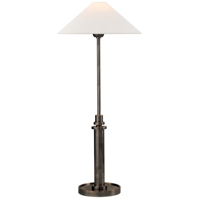Modern J. Randall Powers by Visual Comfort Signature Hargett Buffet Lamp in Bronze with Linen Shade For Sale - Image 3 of 3