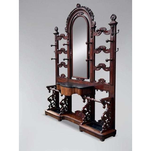 Large 19th Century Mahogany Hall Stand with Mirror, 1860 For Sale - Image 3 of 12