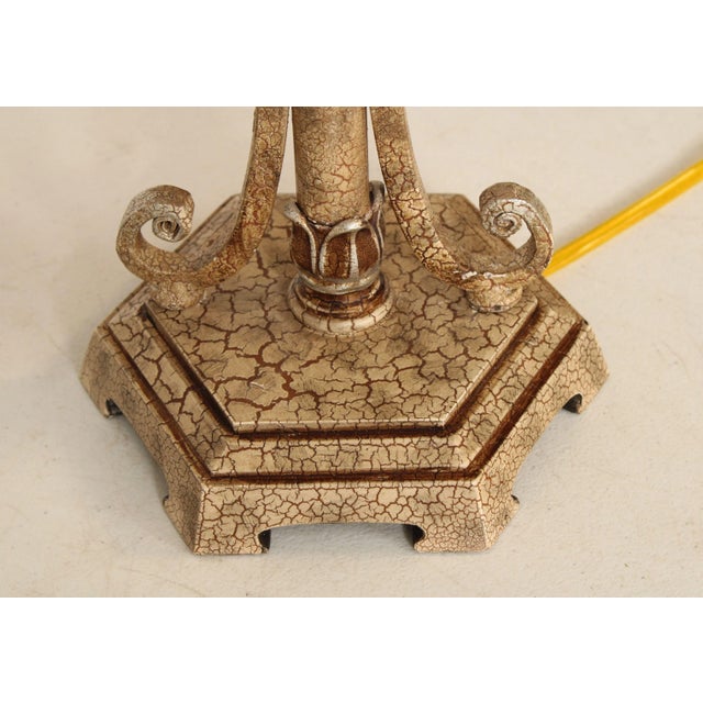 Distressed Painted Finish Pair Wrought Iron Table Lamps For Sale In Philadelphia - Image 6 of 12