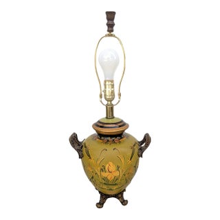 Vintage Chinoiserie Hand-Painted Floral Urn Table Lamp For Sale