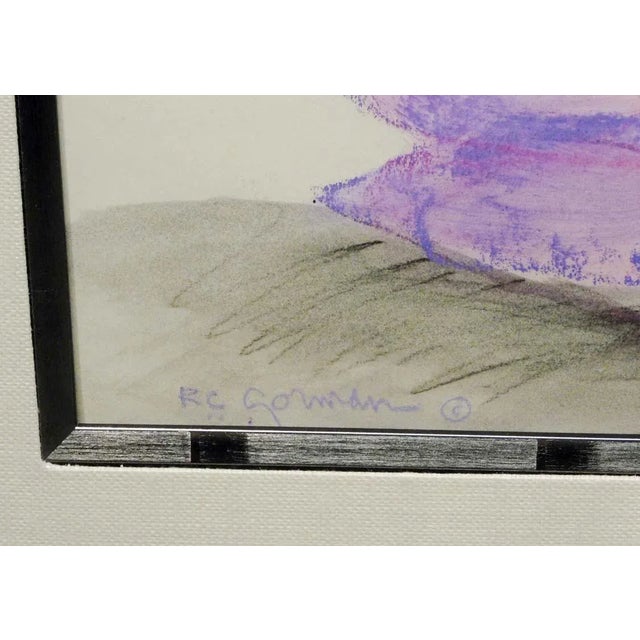 Rc Gorman Untitled Purple Skirt Original Pastel Drawing, Hand Signed For Sale In Denver - Image 6 of 6