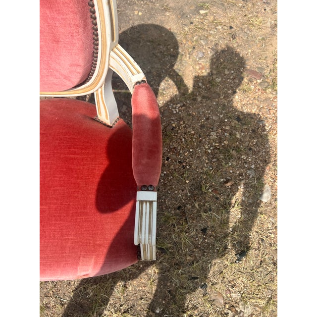 French 19th Century Louis XVI Painted Walnut Arm Chairs - Set of 2 For Sale - Image 9 of 12