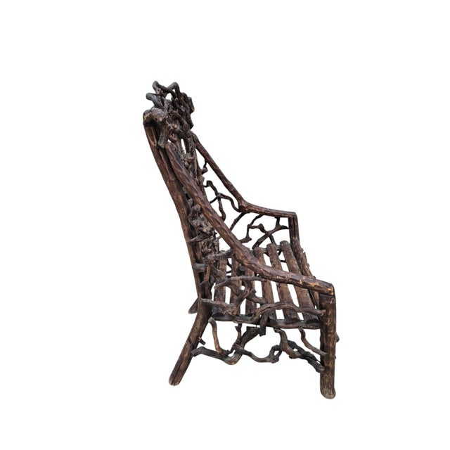 Antique Rustic Handcrafted Adirondack Child's Chair For Sale - Image 4 of 6