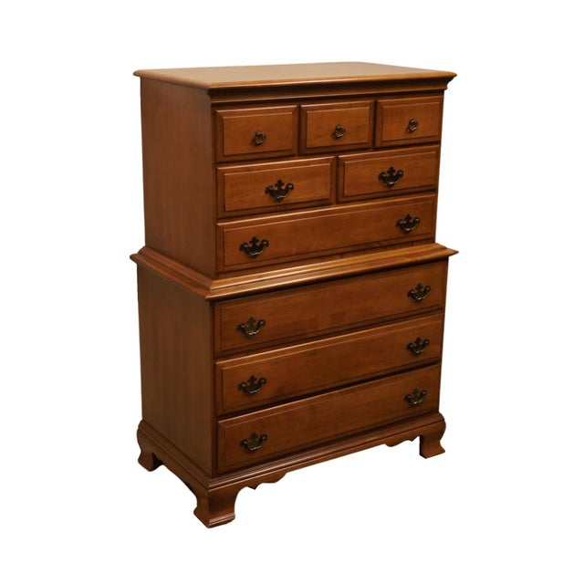 American Sumter Cabinet Solid Hard Rock Maple Colonial Early American 36" Chest on Chest For Sale - Image 3 of 11