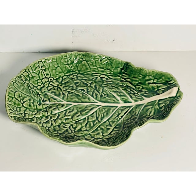 15” Cabbage leaf platter majolica by Bordallo Pinheiro.