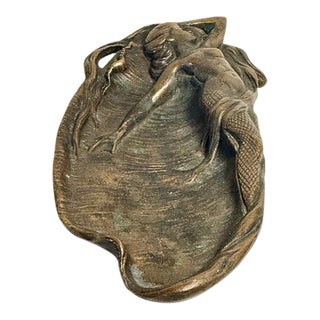 Art Nouveau Bronze Figuraritive Mermaid Tray For Sale