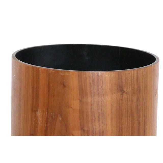Wood Mid 20th Century Cylindrical Waste Basket by McDonald Products Inc. For Sale - Image 7 of 12