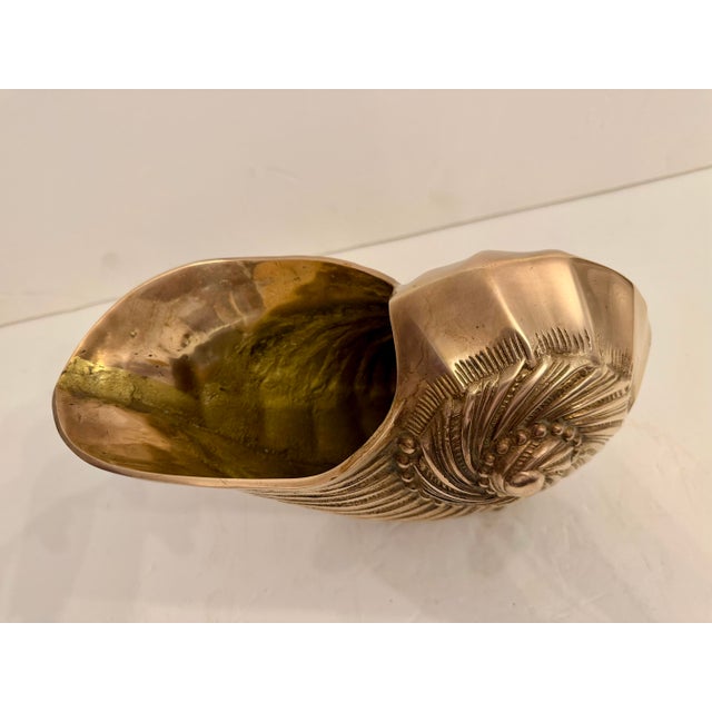 Brass Rosenthal Netter Brass Seashell Nautilus Planter or Cachepot For Sale - Image 8 of 12
