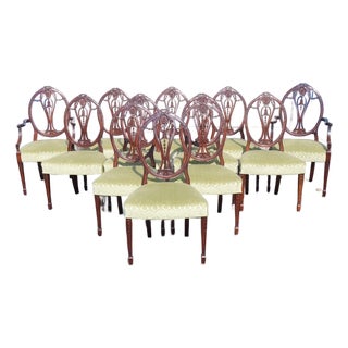 12 Adams Style Carved Mahogany Dining Chairs C. 1960's For Sale