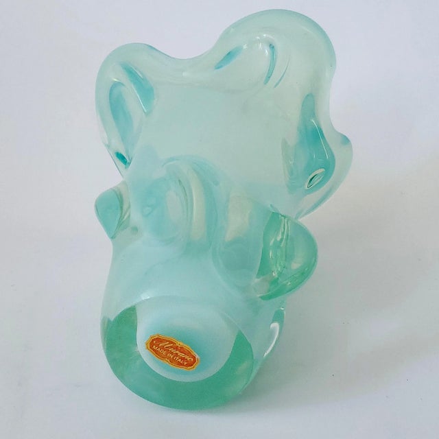 Murano Vase Blue Glass Signed For Sale - Image 9 of 11