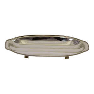 1980s New Silver Fluted Cake or Macaron Dish With Gadroon Mount- New Old Stock