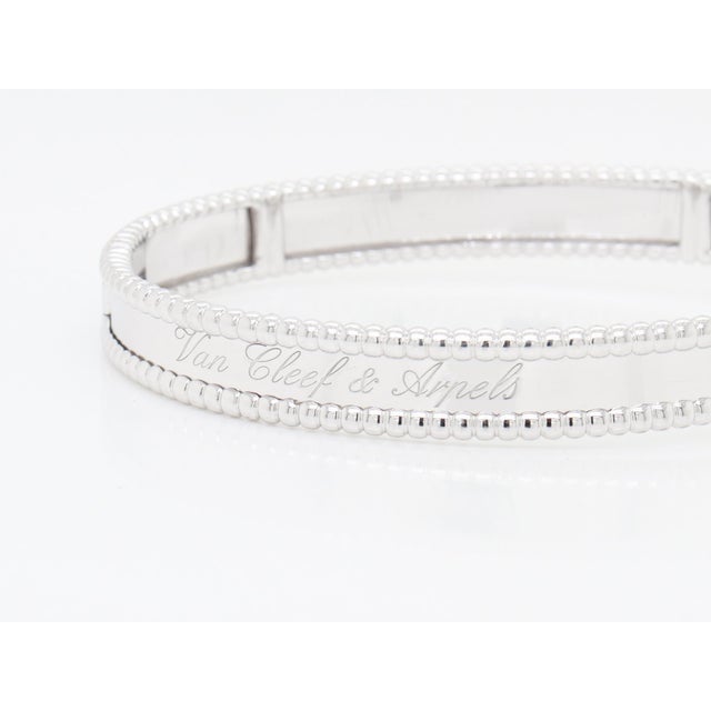 Van Cleef & Arpels Vca 18k White Gold Perlée Signature Bracelet, Medium Model For Sale - Image 9 of 15