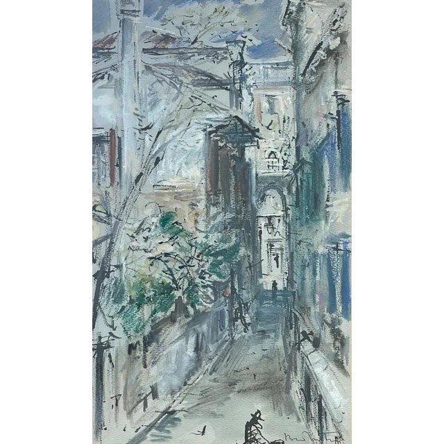 Watercolor painting, Urban Landscape, 20th century, Bruno Martini A richly detailed work, the result of meticulous...