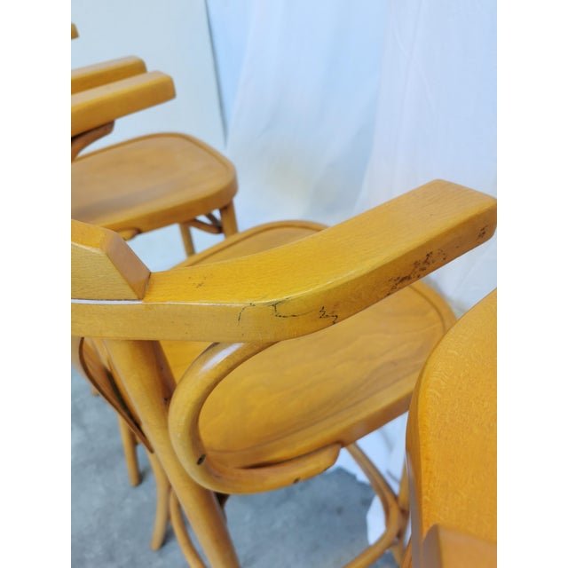1970s Vintage Bentwood High Pub Stools with Armrests, 1970s, Set of 4 For Sale - Image 5 of 18