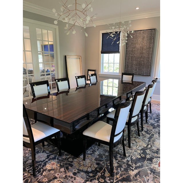 1950sArt Deco Macassar Dining Table / 10 Chairs For Sale - Image 4 of 6