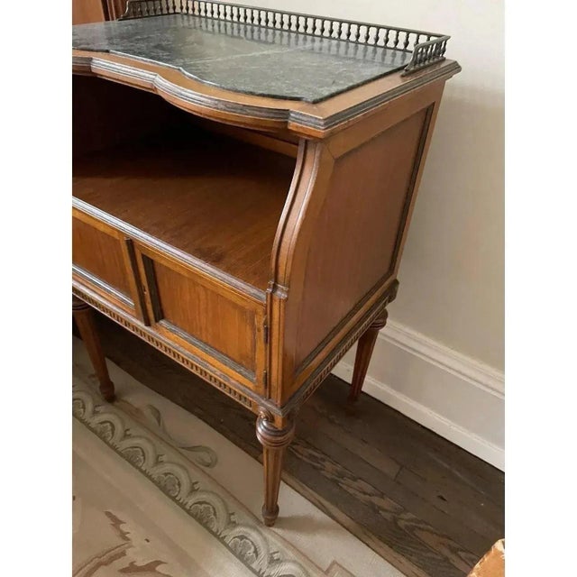 Antique French Nightstand With Marble Top & Brass Gallery For Sale In Chicago - Image 6 of 8