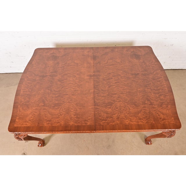 Romweber Chippendale Burl Wood Extension Dining Table, Newly Refinished For Sale - Image 9 of 14