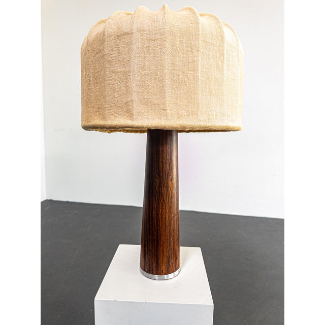 Mid-Century Swedish Rosewood Table Lamp with Original Shade, 1960s For Sale - Image 10 of 10