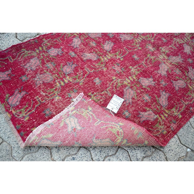 1960s Vintage Red Floral Rug For Sale - Image 5 of 11